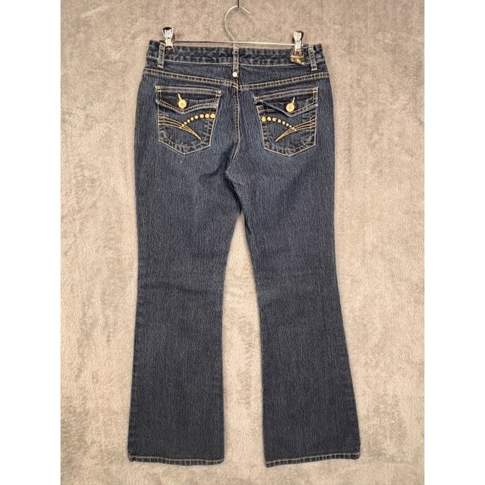 GLO Jeans Womens Size 9 Dark Wash Bootcut Embroidered Studded Flap Pocket‎ Denim